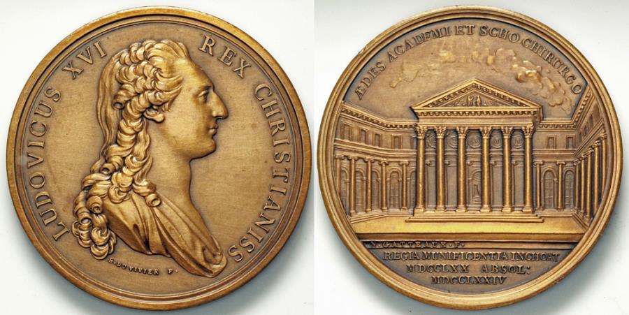 World Coins - 1774 France - Luis XVI - The School of Surgery by Pierre-Simon-Benjamin Duvivier and Nicolas Marie Gatteaux