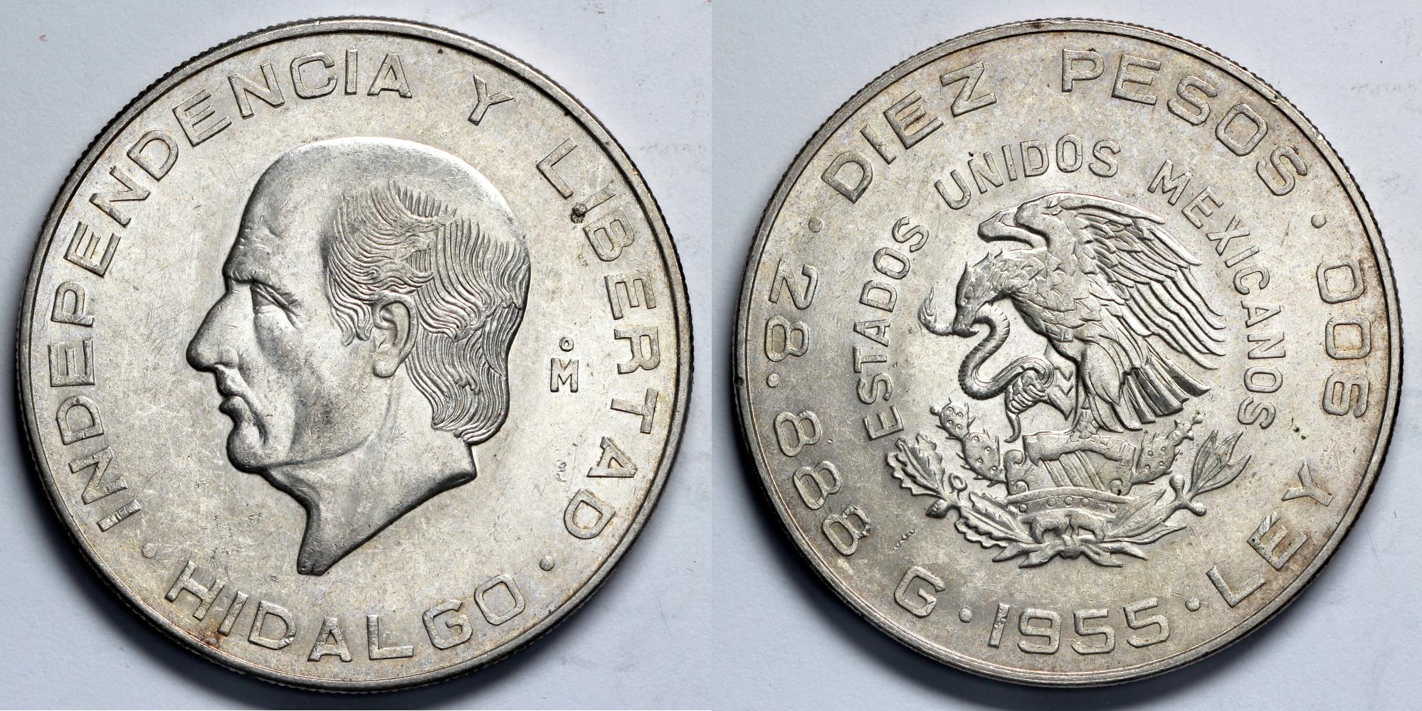 1955 Mo Mexico 10 Pesos - Miguel Hidalgo y Costilla Commemorative