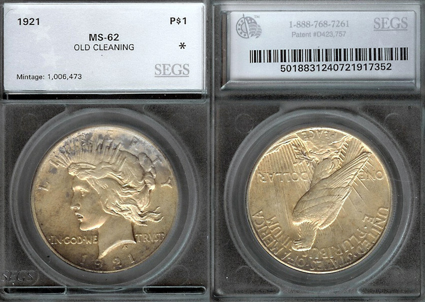 1921 Peace Dollar - SEGS MS62 (Low Mintage) | Dollars