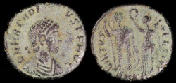 Ancient Coins - Arcadius Ae4 - VIRTVS EXERCITI - Nicomedia Mint