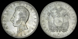 World Coins - 1944 Mo Ecuador 5 Sucre AU