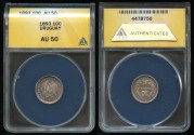World Coins - 1893 Uruguay 10 Centesimos (No Mintmark) ANACS AU50