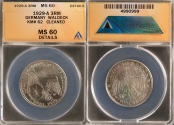 World Coins - 1929 A Weimar Republic 3 Reichsmark "Waldeck-Prussia Union Silver Commemorative" ANACS MS60