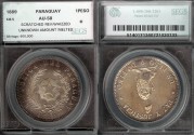 World Coins - 1889 Paraguay 1 Peso SEGS AU58 - Silver