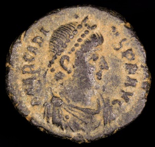 Ancient Coins - Arcadius Ae3 - VIRTVS EXERCITI - Antioch Mint 