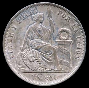 World Coins - 1866/56 YB Peru 1 Sol AU