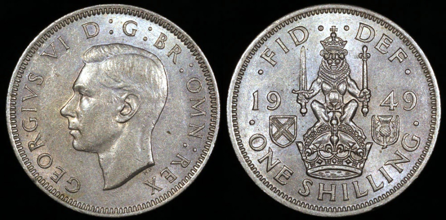 1949 Great Britain 1 Shilling - George VI - Scottish Crest - UNC