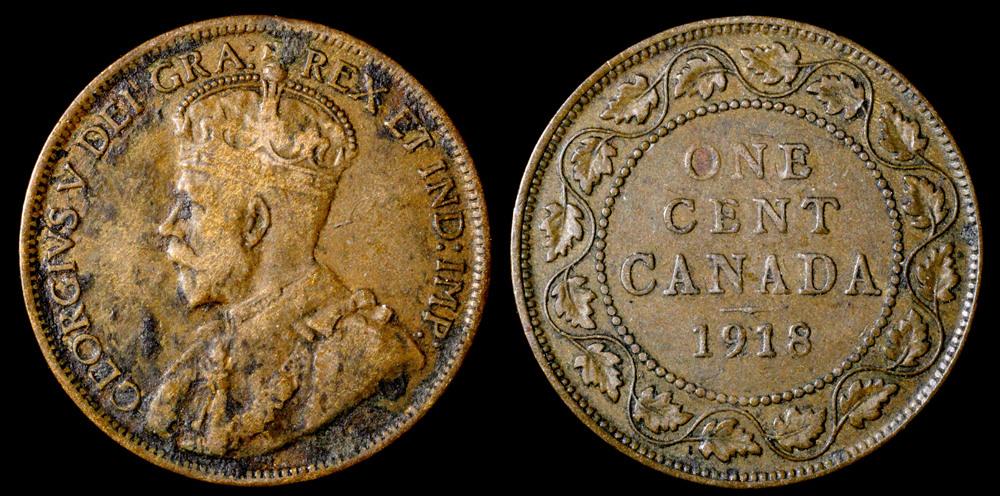 1918 Canada 1 Cent VF North Central American and Caribbean Coins