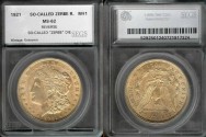 Us Coins - 1921 Morgan Dollar ("So-Called" Zerbe Die) SEGS MS62