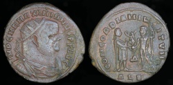 Ancient Coins - Maximianus Ae Radiate Fraction - CONCORDIA MILITVM - Alexandria Mint 