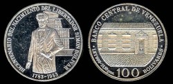 World Coins - 1983 (W) Venezuela 100 Bolivares - 200th Anniversary - Birth of Simon Bolivar - Silver Proof