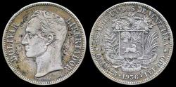 World Coins - 1936 Venezuela 5 Bolivares XF