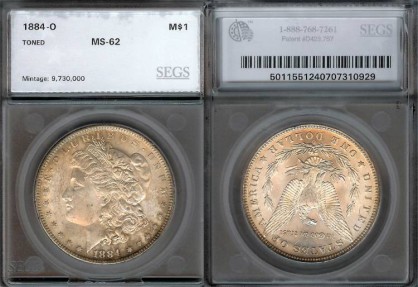 US Coins - 1884o Morgan Dollar SEGS MS62