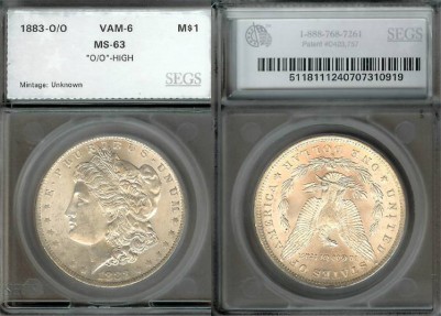 US Coins - 1883o Morgan Dollar - VAM 6 - SEGS MS63