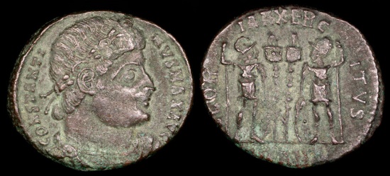Ancient Coins - Constantine I Ae3 - GLORIA EXERCITVS - Antioch Mint