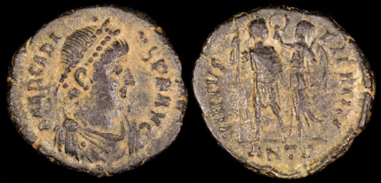 Ancient Coins - Arcadius Ae3 - VIRTVS EXERCITI - Antioch Mint 
