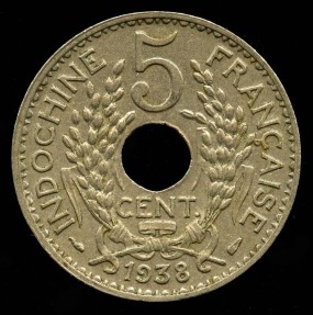 World Coins - 1938 A French Indo-China 5 Cent UNC