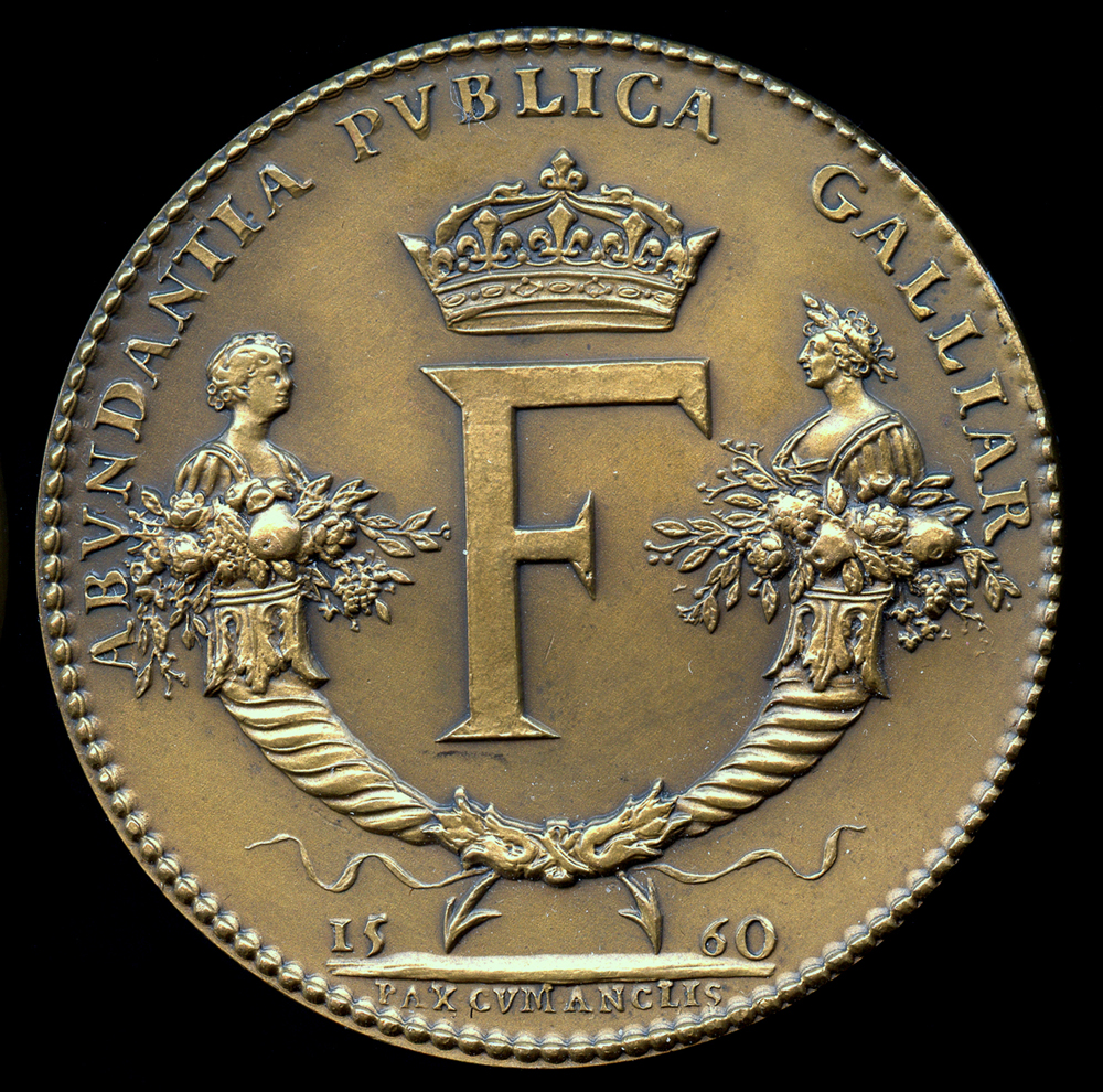 フランス王国　フィリップ2世　銅製メダル 1560 France - King Francis II, Peace with England by Claude