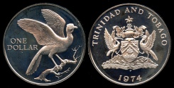World Coins - 1974 FM Trinidad & Tobago 1 Dollar - Cocrico Bird - Proof