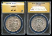 Us Coins - 1882o Morgan Dollar ANACS MS63