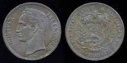 World Coins - 1935 P Venezuela 5 Bolivares XF