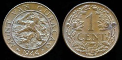 World Coins - 1944 D Curacao 1 Cent BU