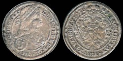World Coins - 1695 Austria (Viena) 3 Kreuzer AU