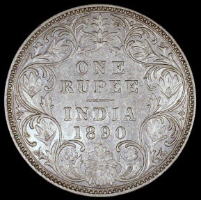 1890 B India (British) 1 Rupee - Queen Victoria - AU Silver | Asian And ...