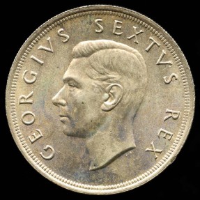 World Coins - 1952 South Africa 5 Shillings - George VI - 300th Anniversary - Founding of Cape Town - Silver Commemorative UNC