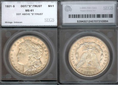 US Coins - 1921 S Morgan Dollar (Dot Above 