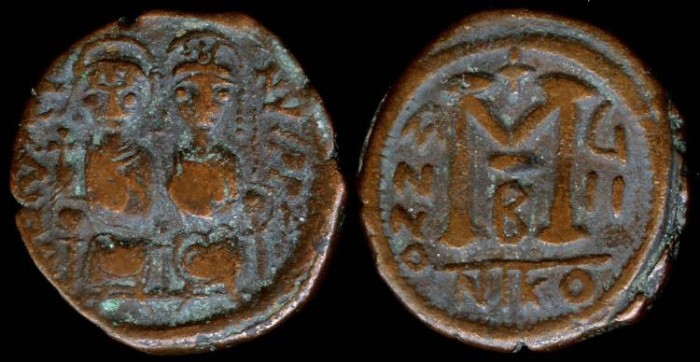Ancient Coins - Justin II Follis - Nicomedia Mint