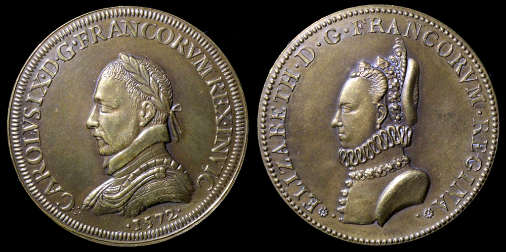 1572 France - King Charles IX and Queen Elizabeth of Austria Commemorative medal by Germain Pillon 1572 France - King Charles IX and Queen Elizabeth of Austria Commemorative medal by Germain Pillon