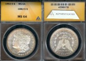 Us Coins - 1882s Morgan Dollar ANACS MS64