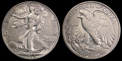 1917 S Walking Liberty Half Dollar (reverse mintmark) F | 50 Cents