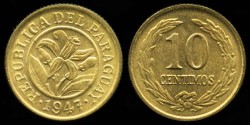 World Coins - 1947 Paraguay 10 Centimos BU