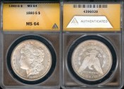 Us Coins - 1880s Morgan Dollar ANACS MS64
