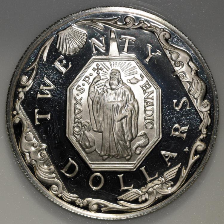 1985 FM(P) British Virgin Islands 20 Dollars Elizabeth II Religious Medallion Proof Silver