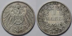 World Coins - 1902 A Germany 1 Mark - Empire - Wilhelm II - AU Silver