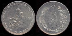World Coins - 1976 Turkey 5 Lira "FAO" BU