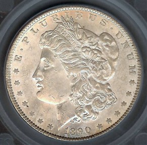 US Coins - 1890 Morgan Dollar SEGS MS62
