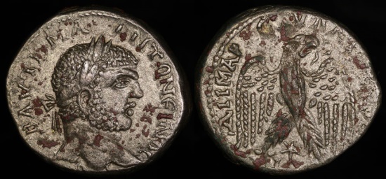 Ancient Coins - Caracalla Tetradrachm - Eagle Standing - Laodicia ad Mare