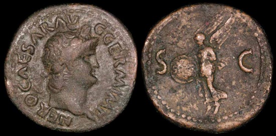 Nero As - Victory Flying - Rome Mint | Roman Imperial Coins
