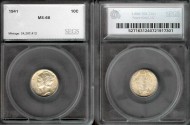 Us Coins - 1941 Mercury Dime SEGS MS66
