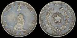 World Coins - 1889 Paraguay 1 Peso AU - Silver