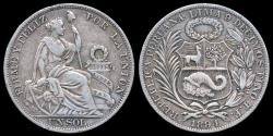 World Coins - 1894 TF Peru 1 Sol XF