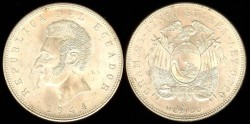 World Coins - 1944 Mo Ecuador 5 Sucre BU