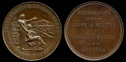World Coins - 1903 Argentina – Inauguration of the Jujuy Argentina to Perico Bolivia Railroad 