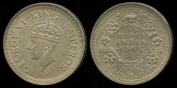 World Coins - 1943 B India (British) 1/4 Rupee UNC