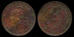 World Coins - 1885 Argentina 2 Centavos - Capped Liberty Head - Republic Coinage - XF