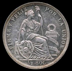 World Coins - 1916 FG Peru 1/2 Sol UNC